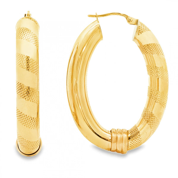 9ct Yellow Gold Large Twist Tube Hoop Earrings - 7x40x29mm -5.9g