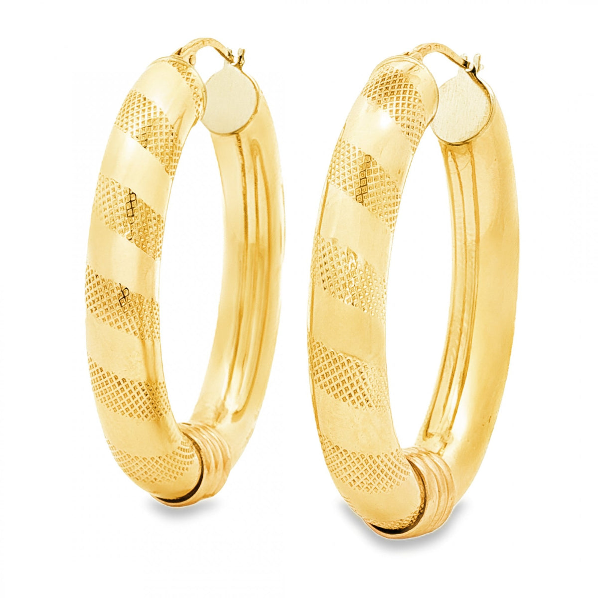 9ct Yellow Gold Large Twist Tube Hoop Earrings - 7x40x29mm -5.9g