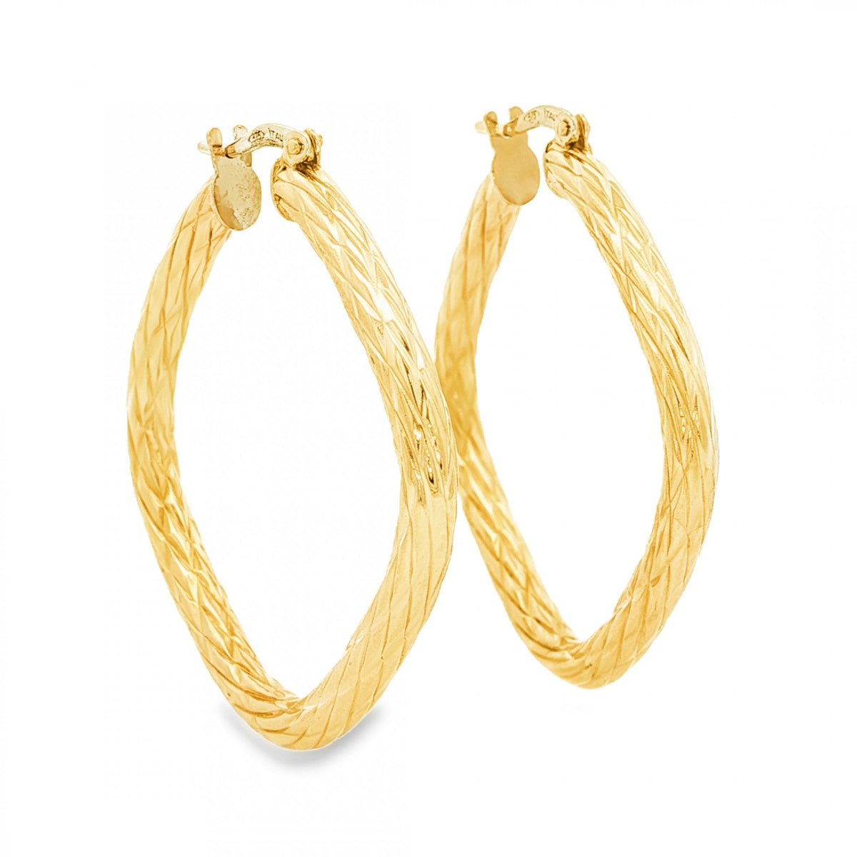 9ct Yellow Gold Spiral Hoop Earrings - 3x33x31mm - 3.3g