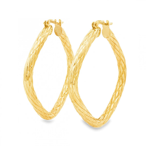 9ct Yellow Gold Spiral Hoop Earrings - 3x33x31mm - 3.3g