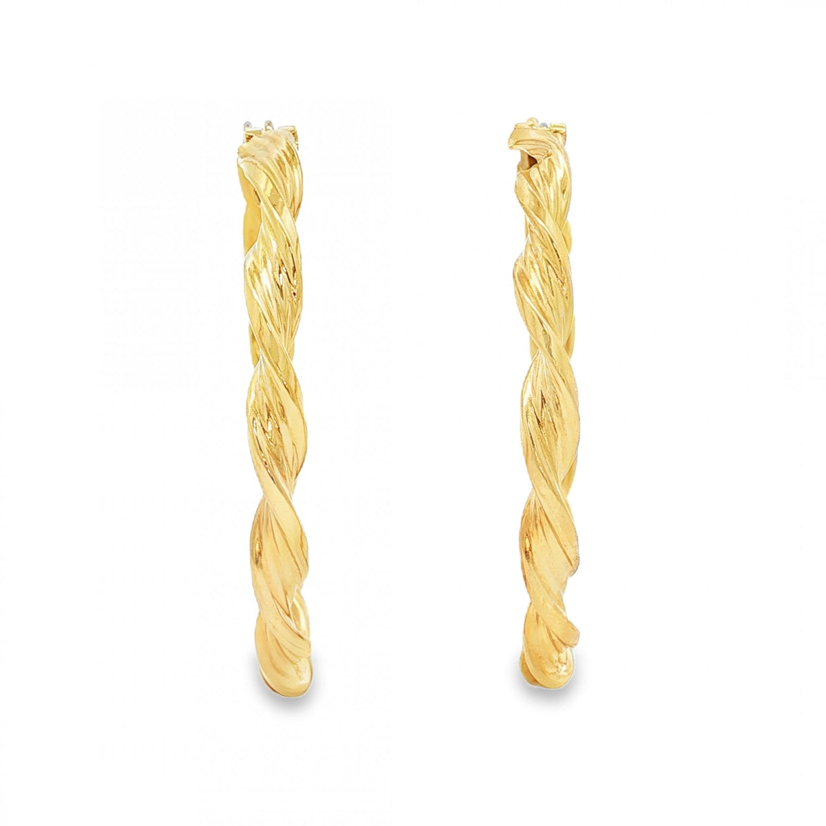 9ct Yellow Gold Large Coiled Hoop Earrings - 3.5x35x36mm - 3.1g