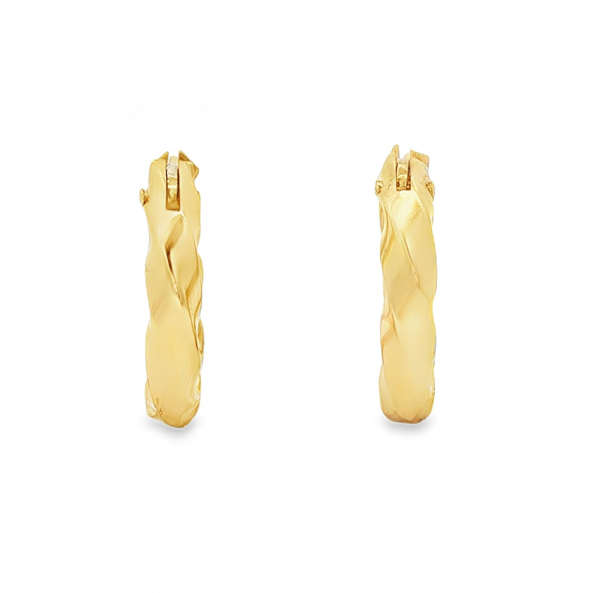 9ct Yellow Gold Twist Hoop Earrings - 3.5x19x19mm - 2.1g