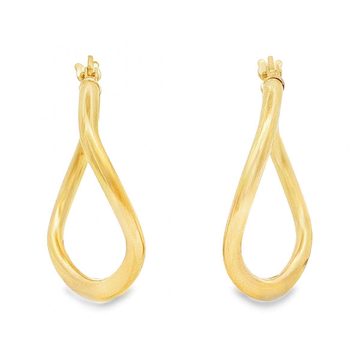 9ct Yellow Gold Wave Hoop Earrings - 8x25x23mm - 1.4g