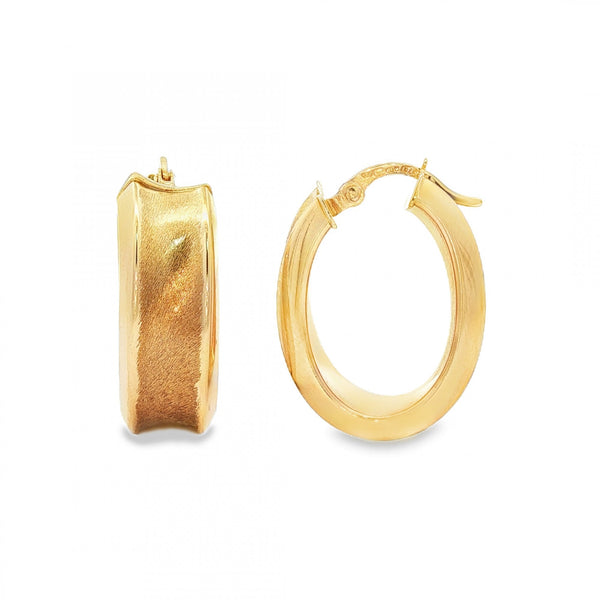 9ct Yellow Gold Oval Hoop Earrings - 8x22x17mm - 3.1g