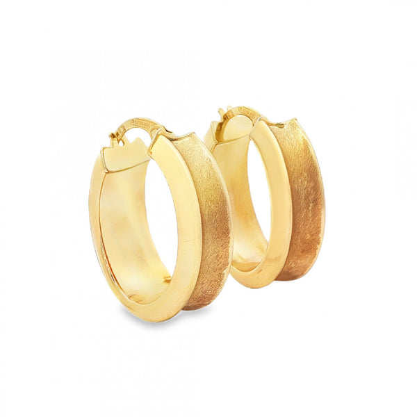 9ct Yellow Gold Oval Hoop Earrings - 8x22x17mm - 3.1g