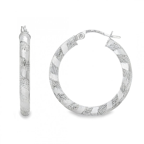 9ct Yellow Gold Coiled Round Hoop Earrings - 3x27x25mm - 1.3g