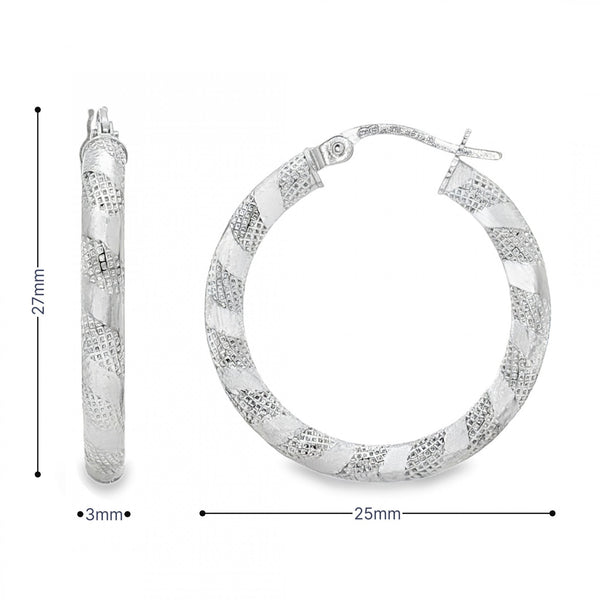9ct Yellow Gold Coiled Round Hoop Earrings - 3x27x25mm - 1.3g