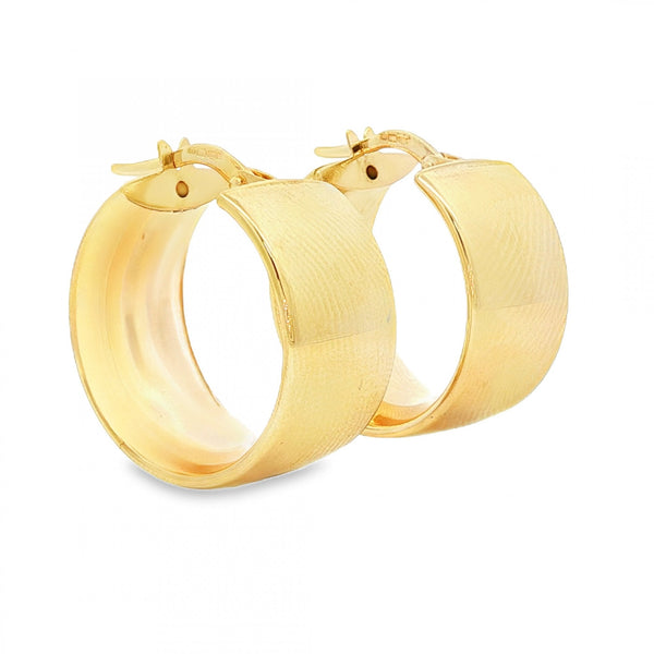 9ct Yellow Gold Court Hoop Earrings - 10x21x20mm - 3.6g