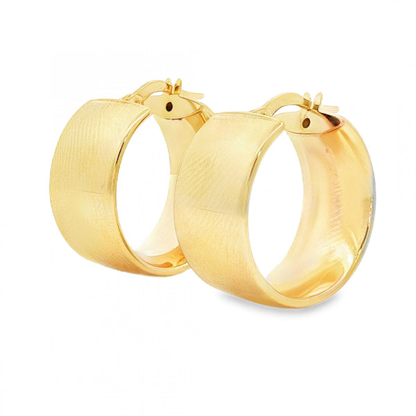 9ct Yellow Gold Court Hoop Earrings - 10x21x20mm - 3.6g