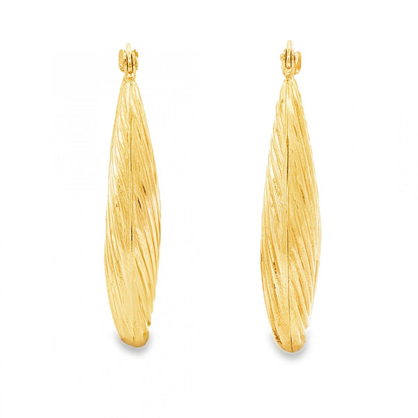 9ct Yellow Gold Twist Ribbed Bomb Hoop Earrings -6x35x22mm -3.8g