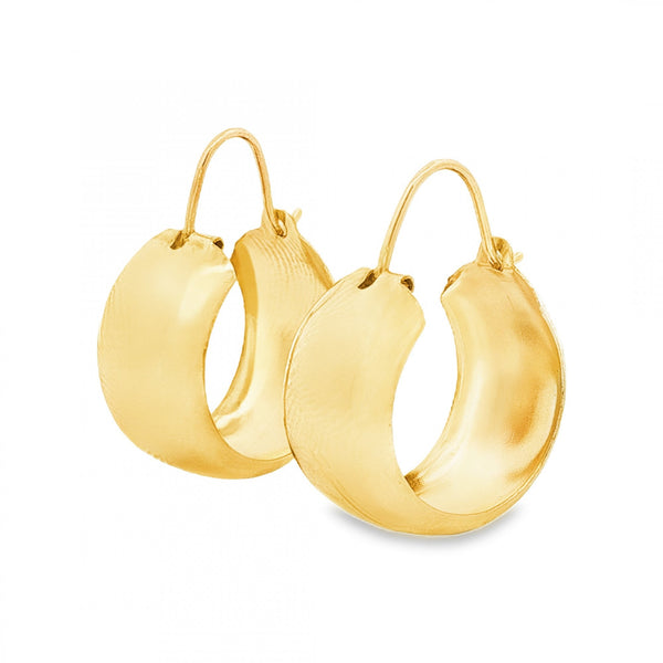 9ct Yellow Gold Wedding Band Hoop Earrings - 9x17x17mm - 2.9g