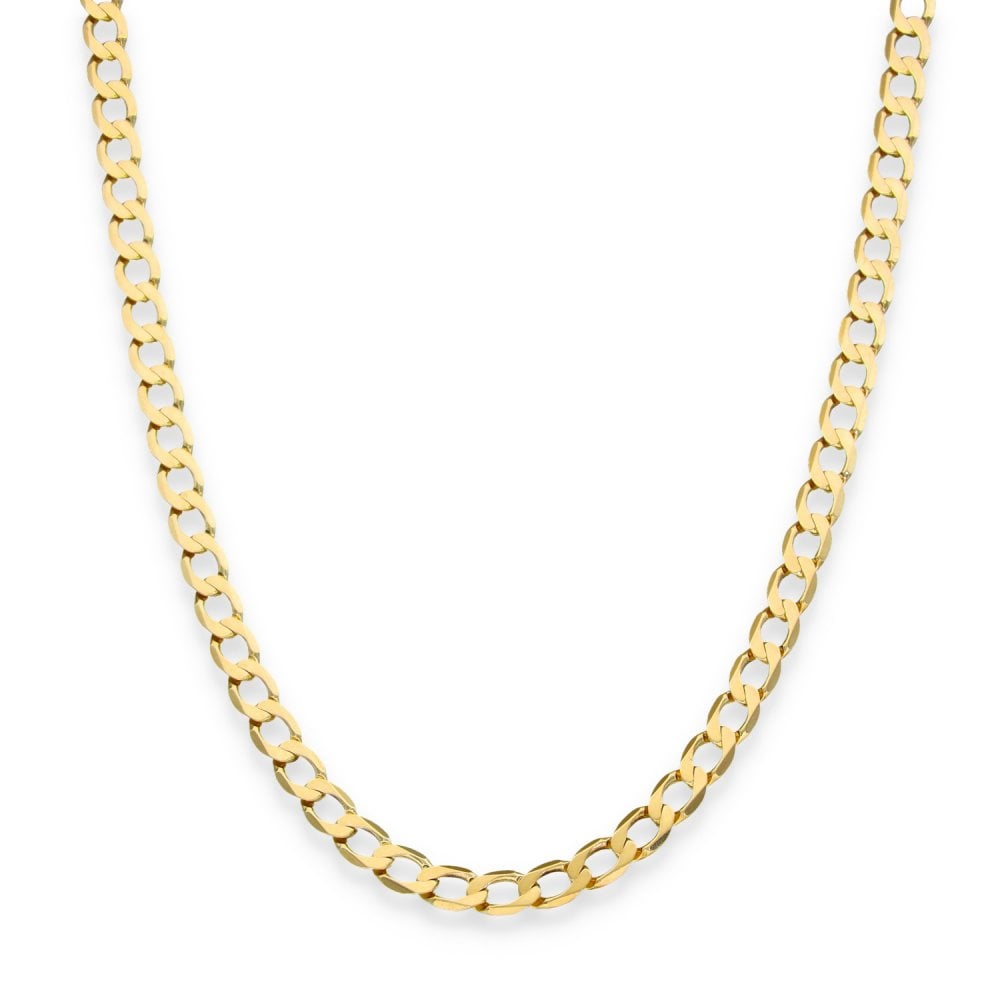 9ct Yellow Gold Flat Curb Chain - 21" - 14.7g