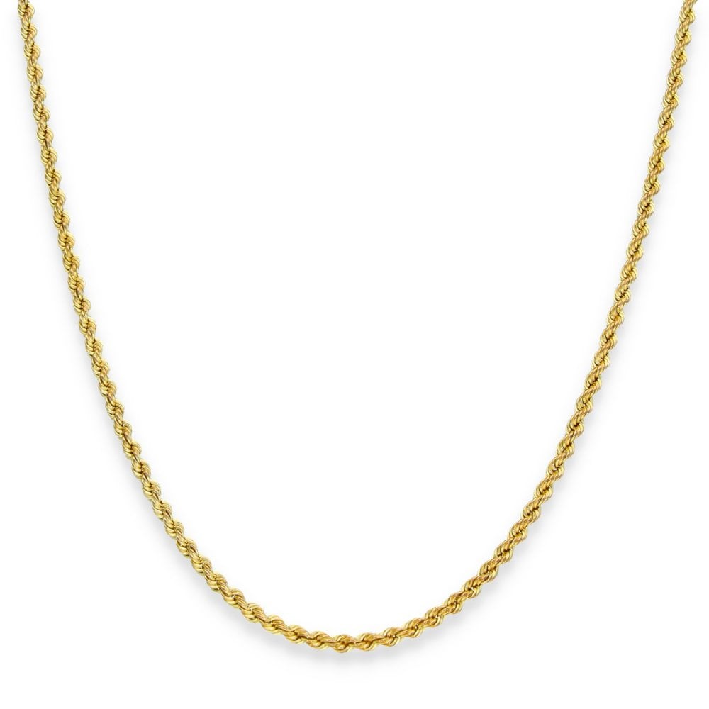 9ct Yellow Gold Hollow Rope Chain - 24" - 2.5g