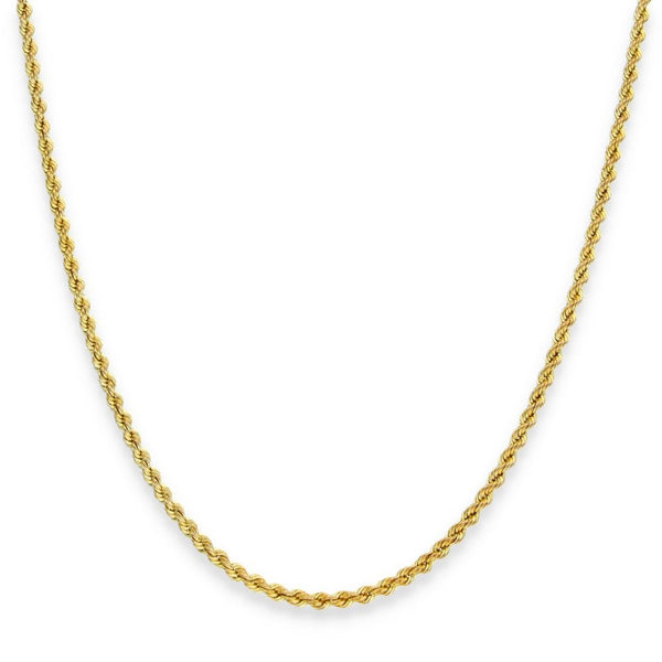 9ct Yellow Gold Hollow Rope Chain - 24" - 2.5g