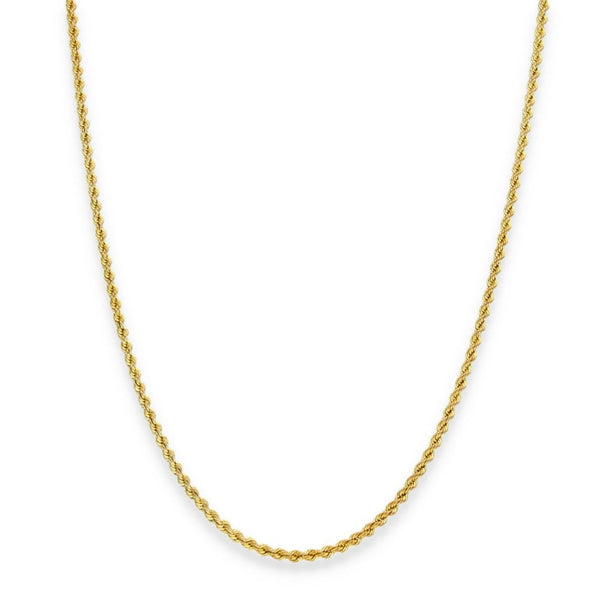 9ct Yellow Gold Hollow Rope Chain - 24" - 2.5g