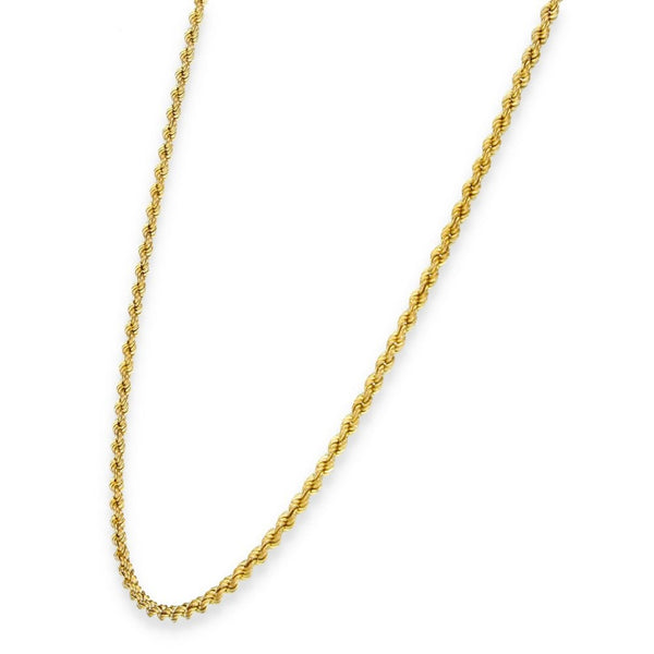 9ct Yellow Gold Hollow Rope Chain - 24" - 2.5g