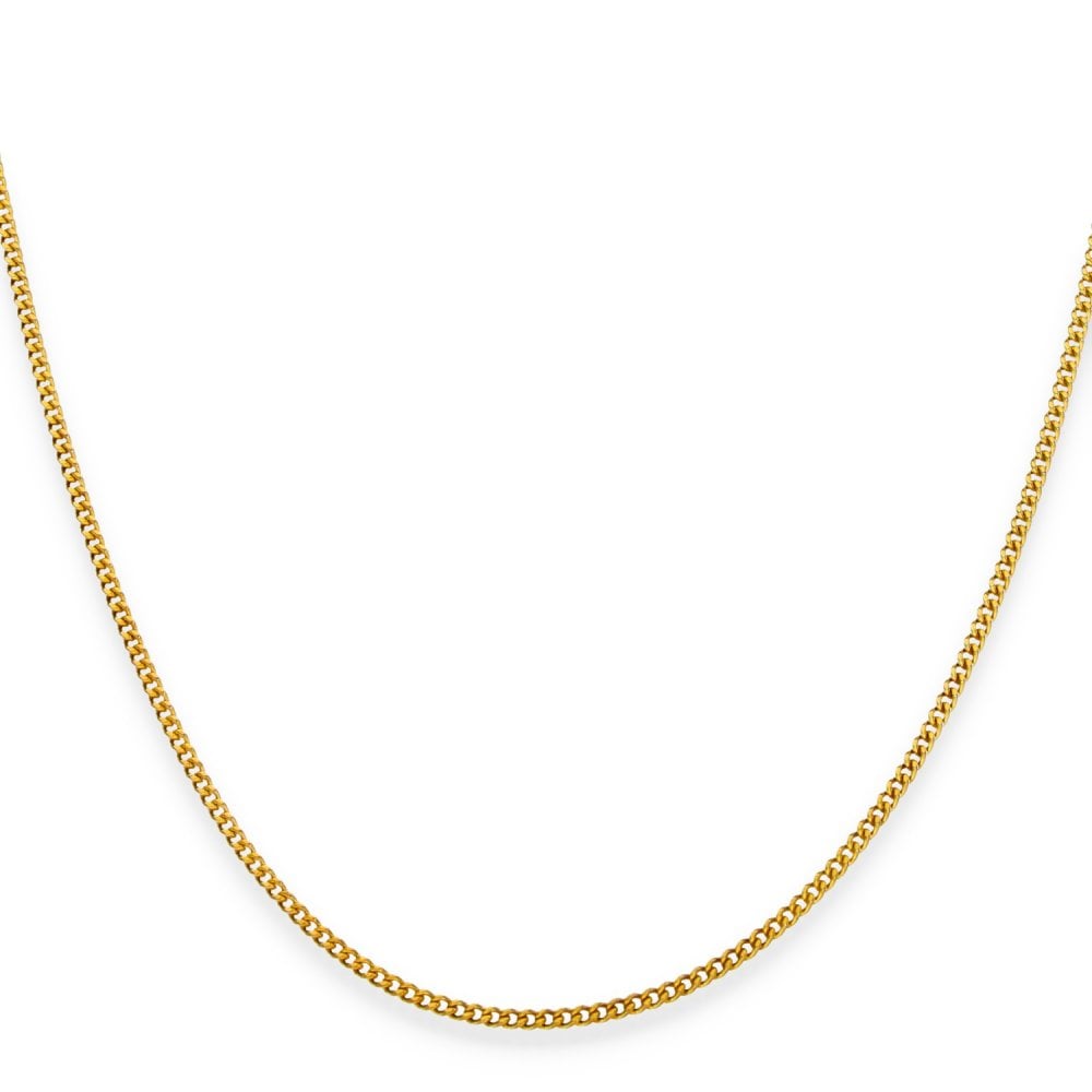 9ct Yellow Gold Fine Closed Curb Chain - 18" - 2.5g