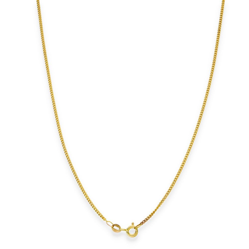 9ct Yellow Gold Fine Closed Curb Chain - 18" - 2.5g