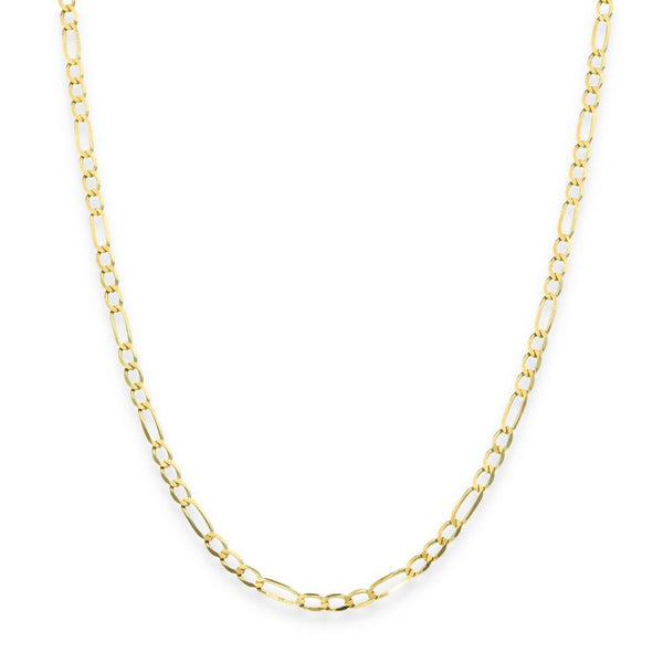 9ct Yellow Gold Flat Figaro Chain - 18" - 3.7g