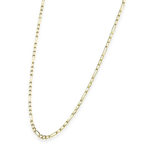 9ct Yellow Gold Flat Figaro Chain - 18" - 3.7g