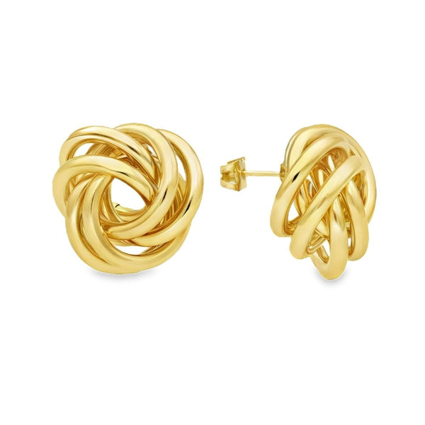 9ct Yellow Gold Large Knot Stud Earrings - 24x24x13mm - 6.4g