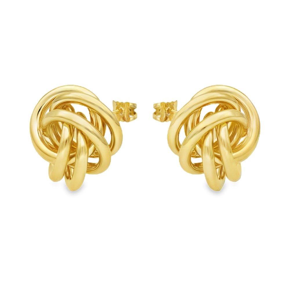 9ct Yellow Gold Large Knot Stud Earrings - 24x24x13mm - 6.4g