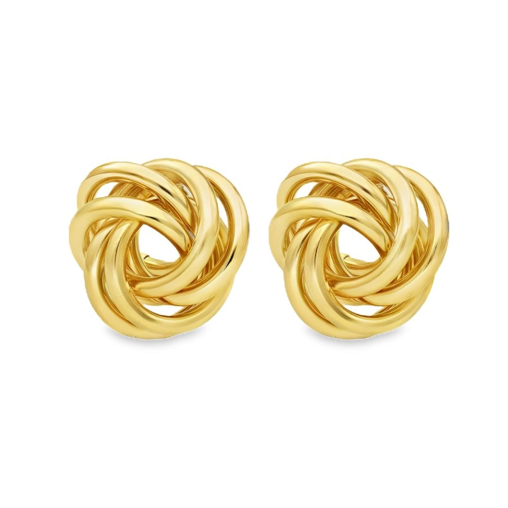 9ct Yellow Gold Large Knot Stud Earrings - 24x24x13mm - 6.4g