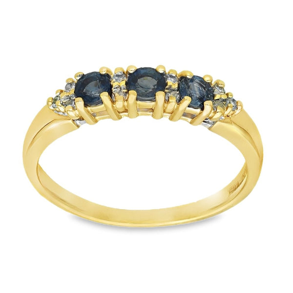 9ct Yellow Gold Sapphire & Diamond Eternity Ring - Size Q - 4mm