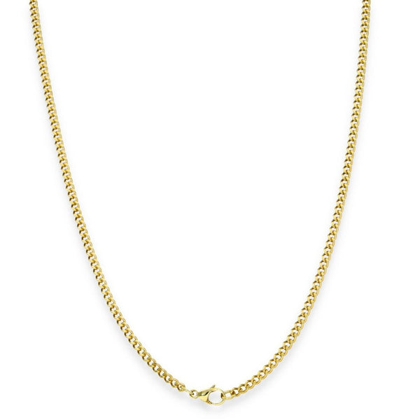 9ct Yellow Gold Round Curb Chain - 19" - 7.6g