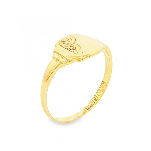 9ct Yellow Gold Cushion Signet Ring - Size M½ - 9mm
