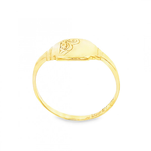 9ct Yellow Gold Cushion Signet Ring - Size M½ - 9mm