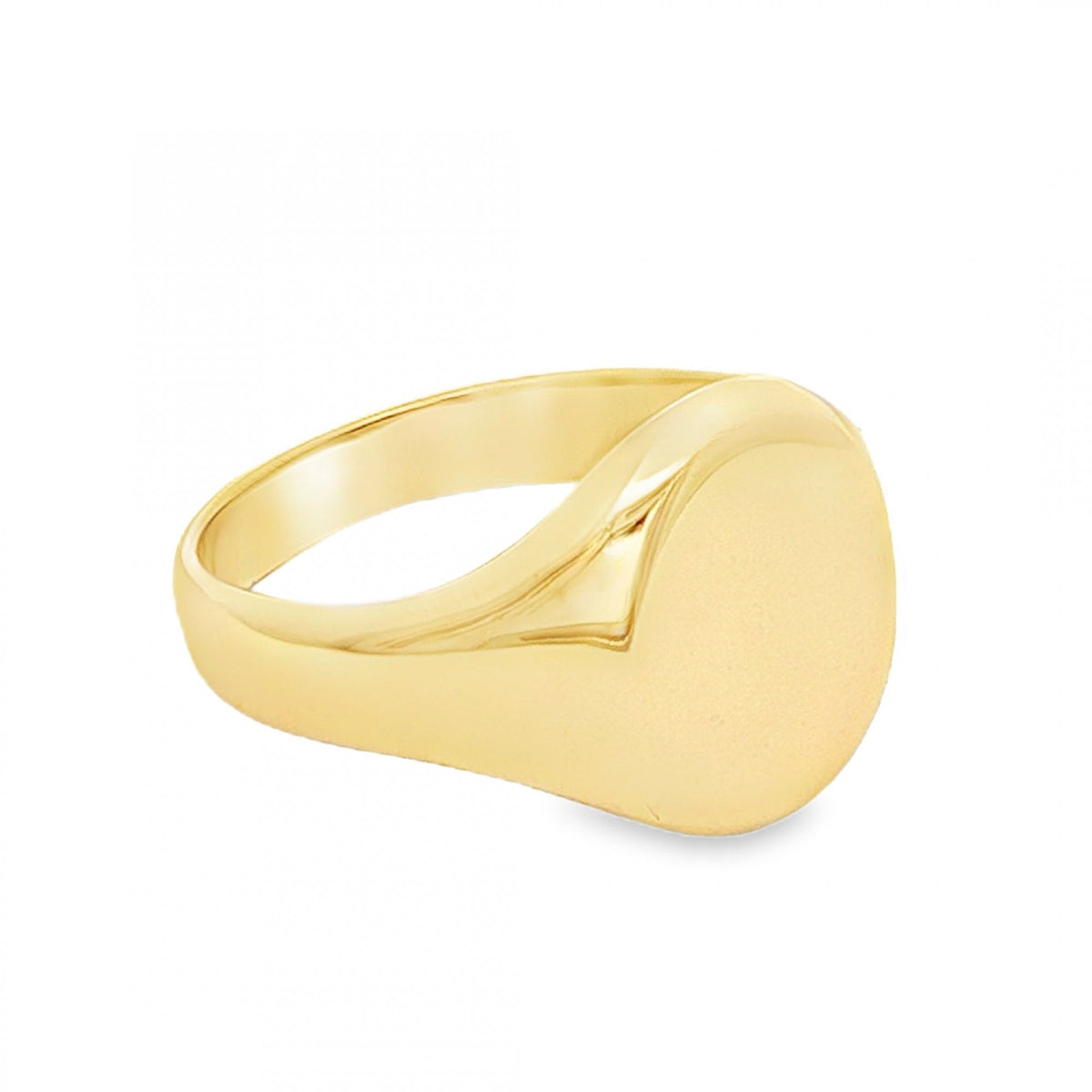 9ct Yellow Gold Plain Oval Signet Ring – Size J½ – 12mm