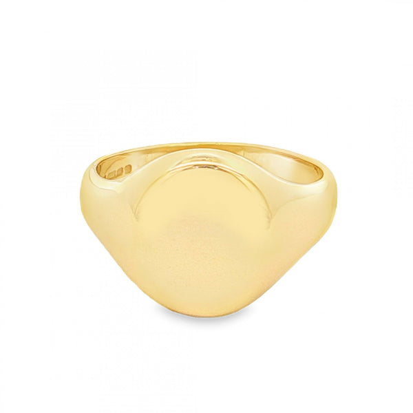 9ct Yellow Gold Plain Oval Signet Ring – Size J½ – 12mm