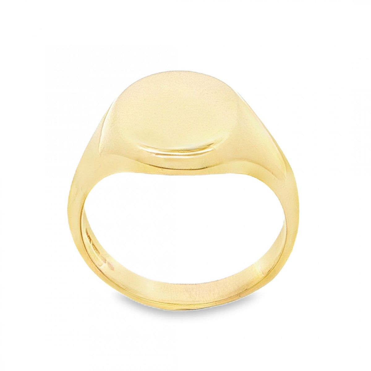 9ct Yellow Gold Plain Oval Signet Ring – Size J½ – 12mm