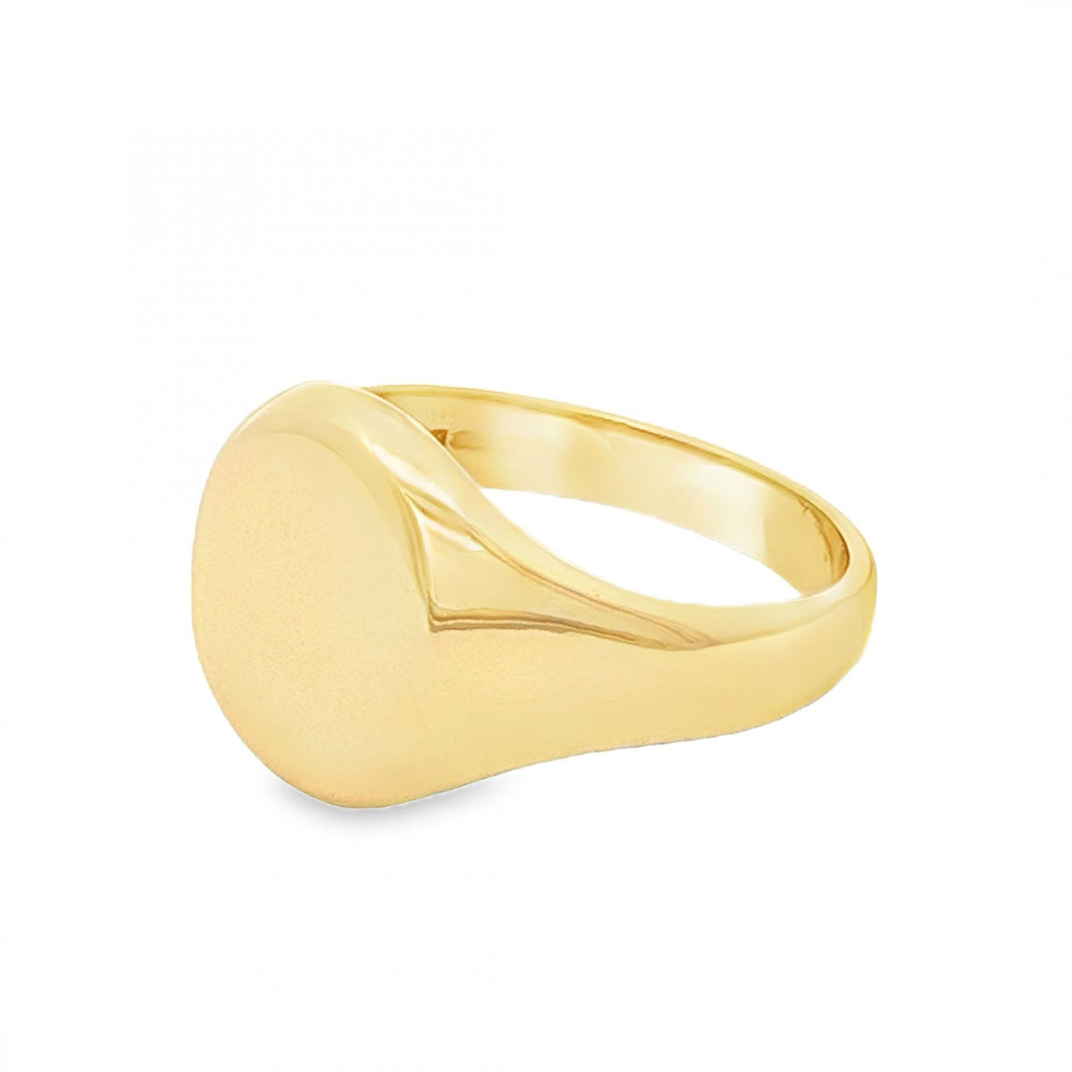 9ct Yellow Gold Plain Oval Signet Ring – Size J½ – 12mm