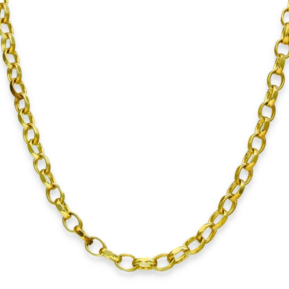 9ct Yellow Gold Oval Diamond-Cut Belcher Chain - 28" - 28.7g
