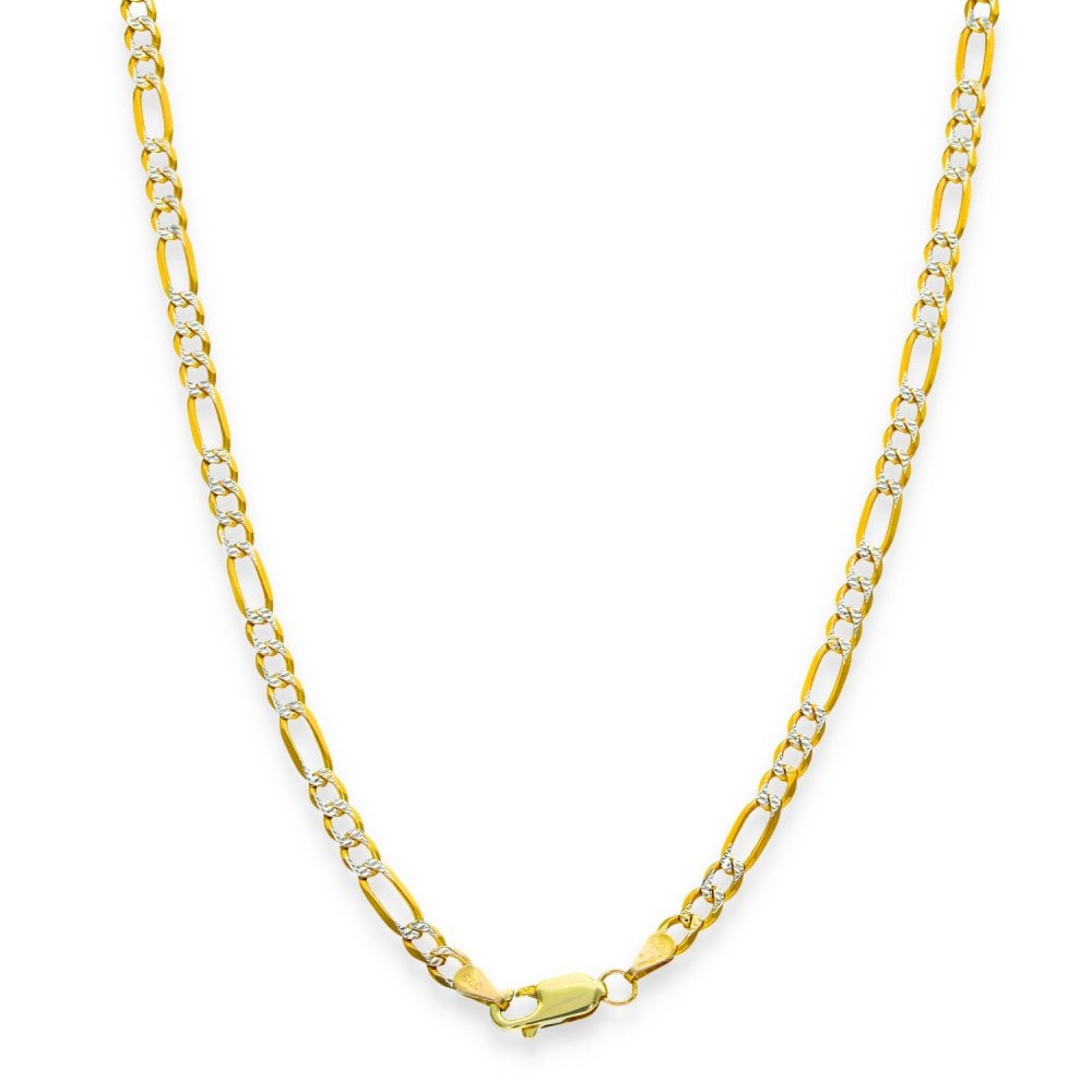 9ct Yellow & White Gold Figaro Chain - 20" - 10.0g