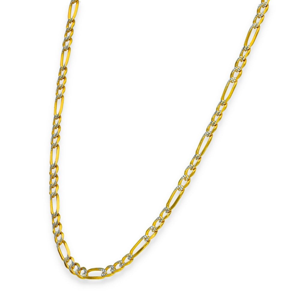 9ct Yellow & White Gold Figaro Chain - 20" - 10.0g