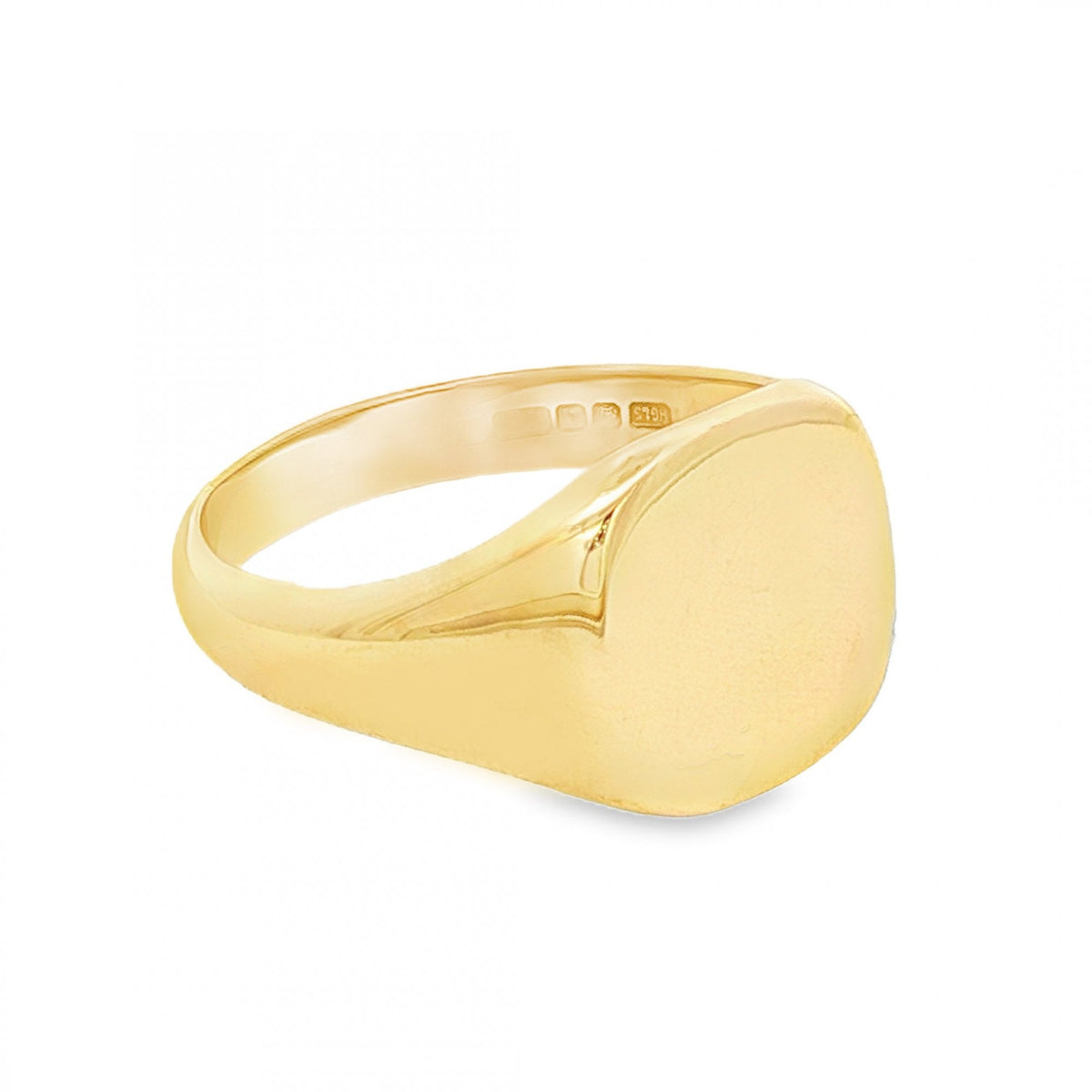 9ct Yellow Gold Cushion Signet Ring - Size R - 12mm