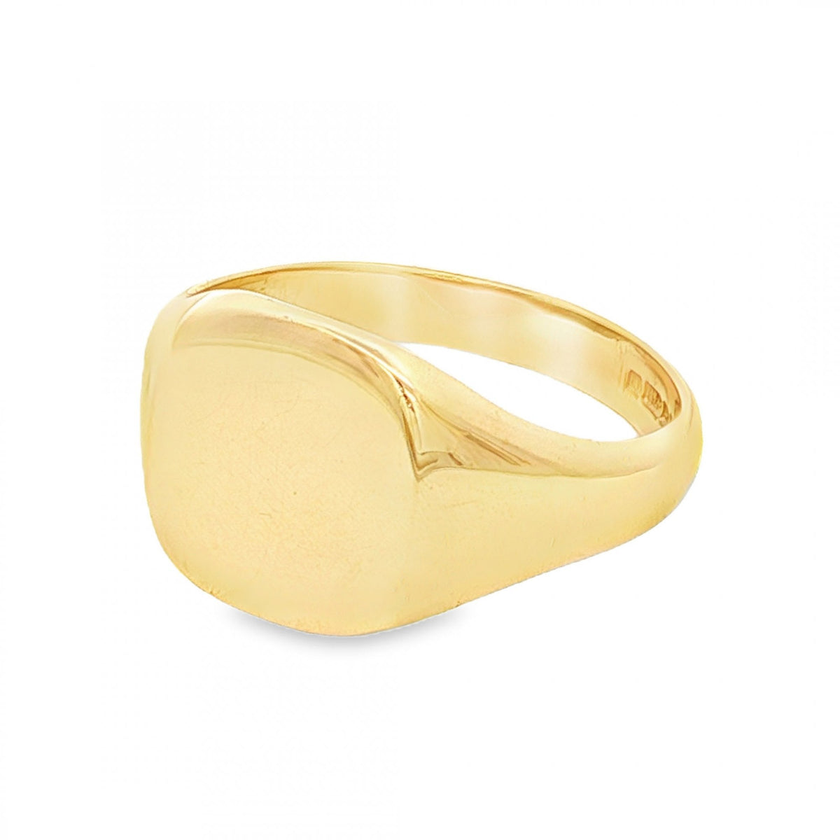 9ct Yellow Gold Cushion Signet Ring - Size R - 12mm