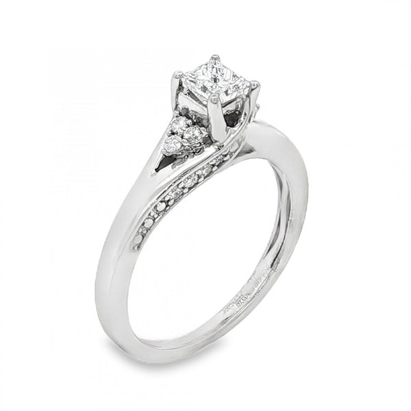 9ct White Gold Twist Diamond Engagement Ring - Size L - 0.40ct