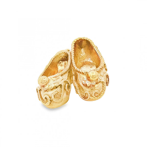 9ct Yellow Gold Slippers Charm - 19x23x11mm - 6.6g