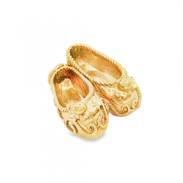 9ct Yellow Gold Slippers Charm - 19x23x11mm - 6.6g