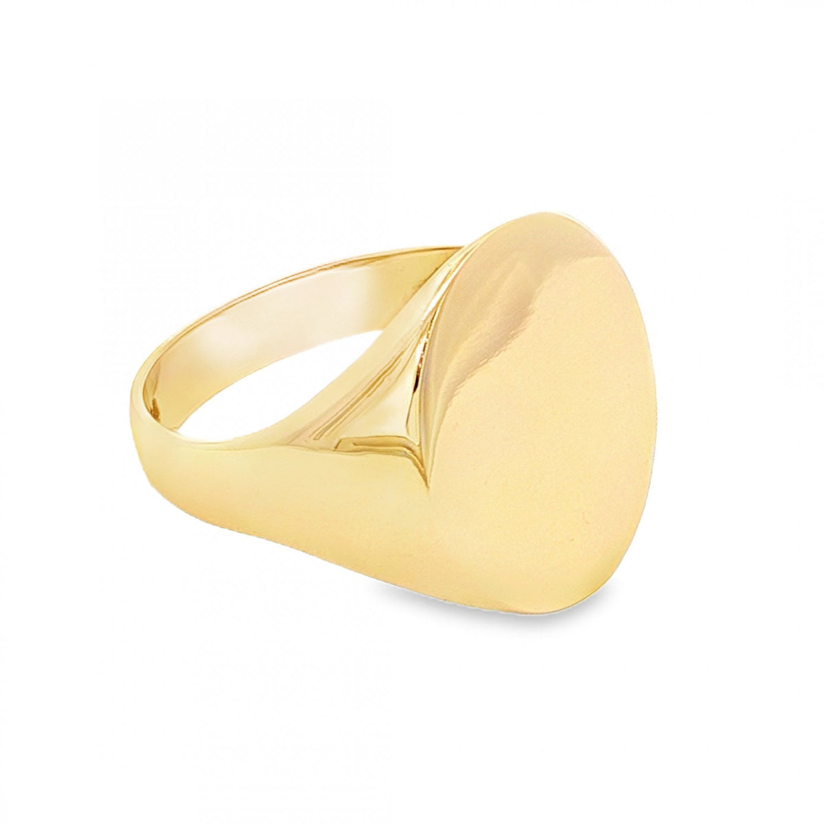 9ct Yellow Gold Plain Oval Signet Ring - Size V - 18mm