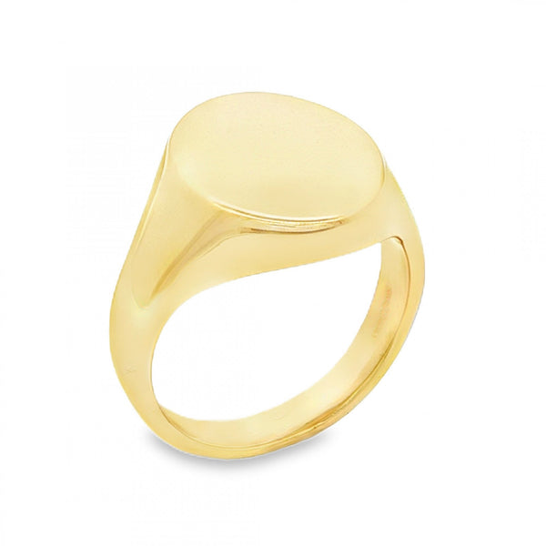 9ct Yellow Gold Oval Signet Ring - Size I½ - 13mm