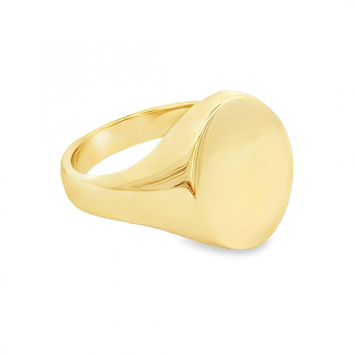 9ct Yellow Gold Oval Signet Ring - Size I½ - 13mm