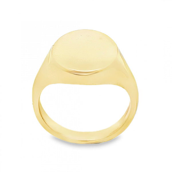 9ct Yellow Gold Oval Signet Ring - Size I½ - 13mm