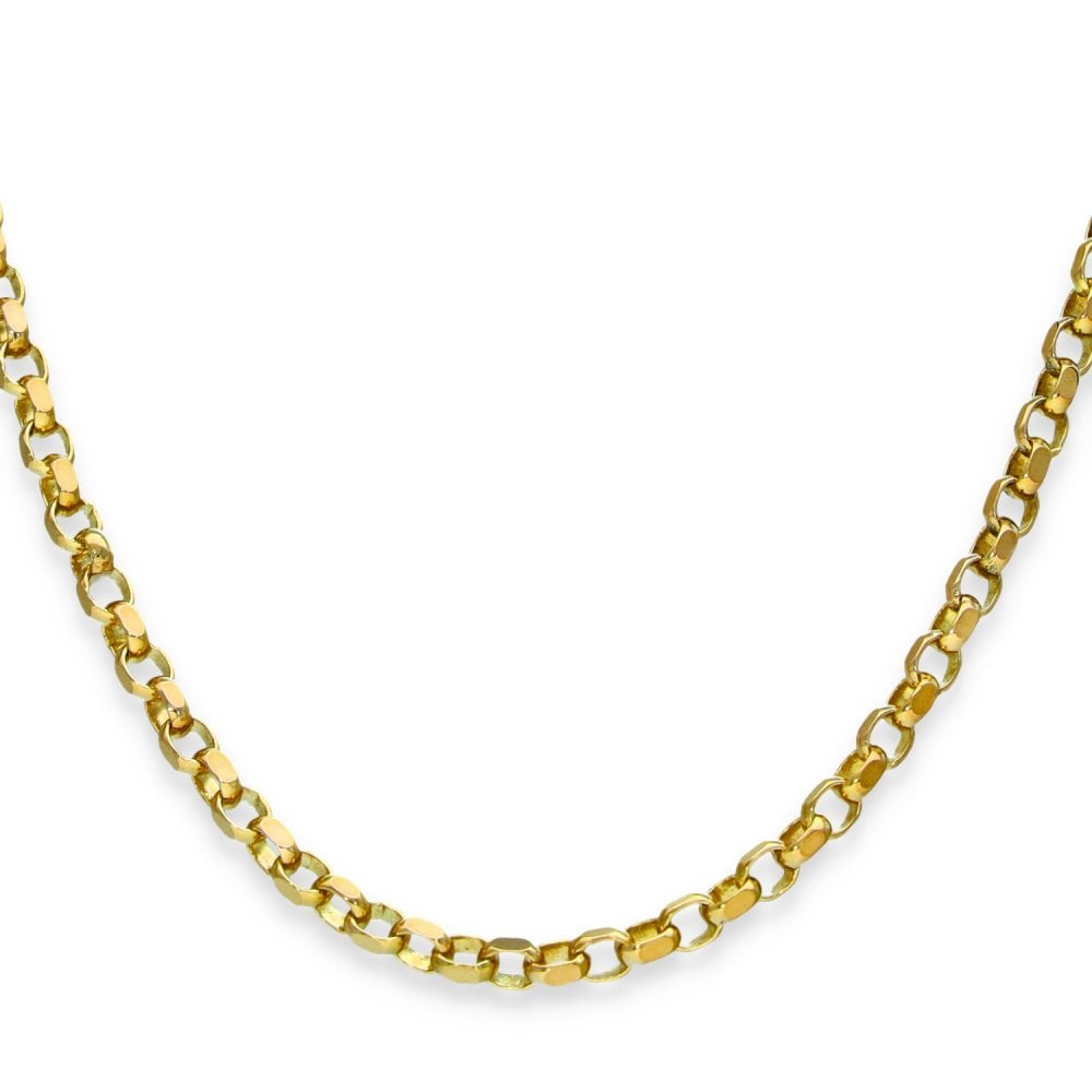9ct Yellow Gold Oval Diamond-Cut Belcher Chain - 28" - 15.7g