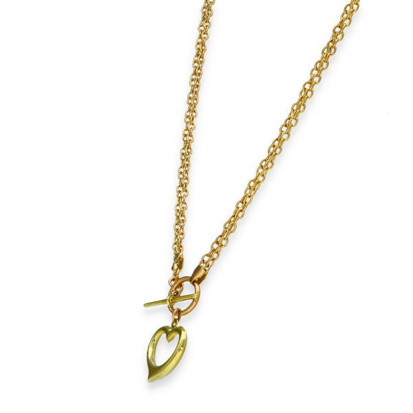 9ct Yellow Gold Hollow Open Heart Pendant & Necklace - 18" -5.4g