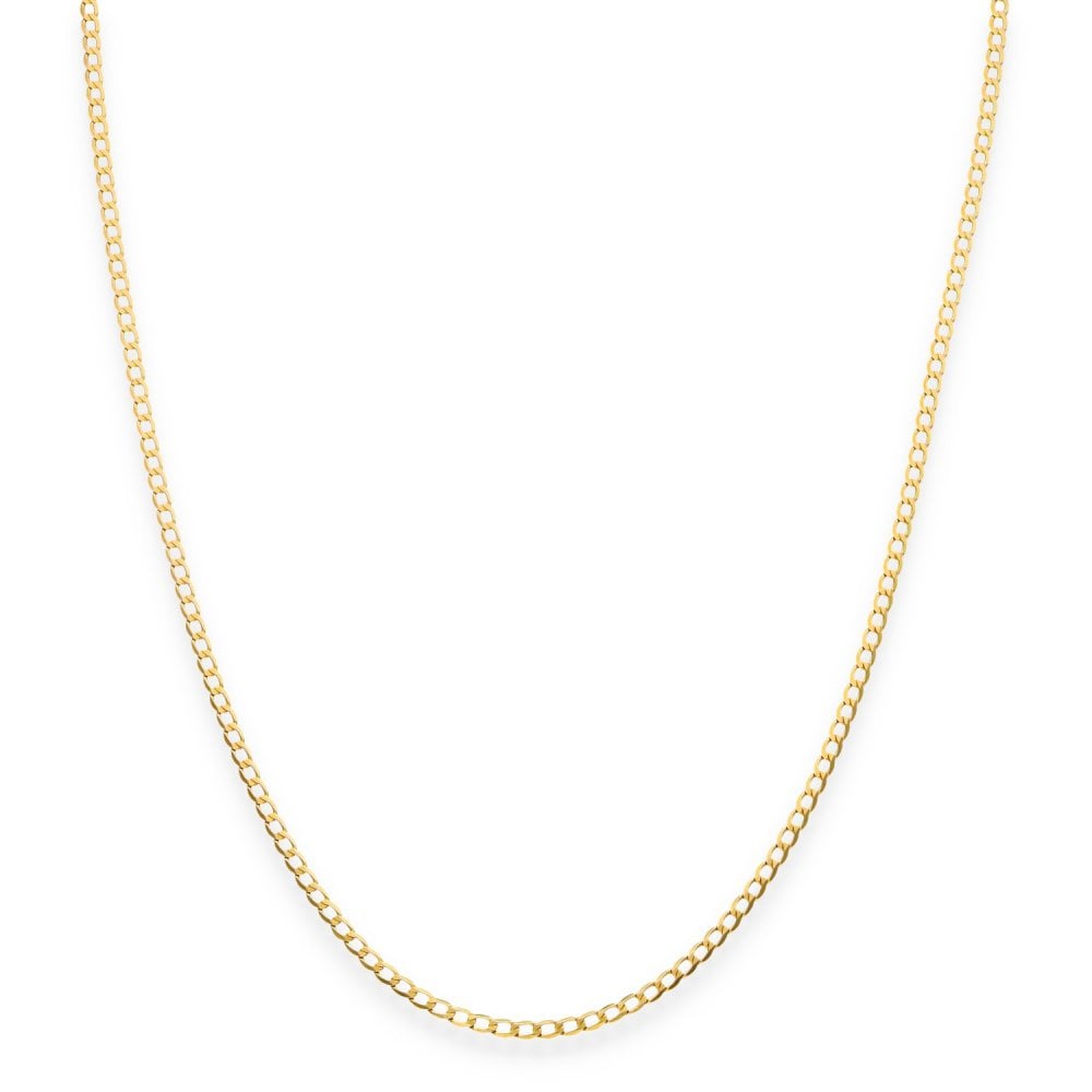9ct Yellow Gold Flat Square Curb Chain - 18" - 2.5g